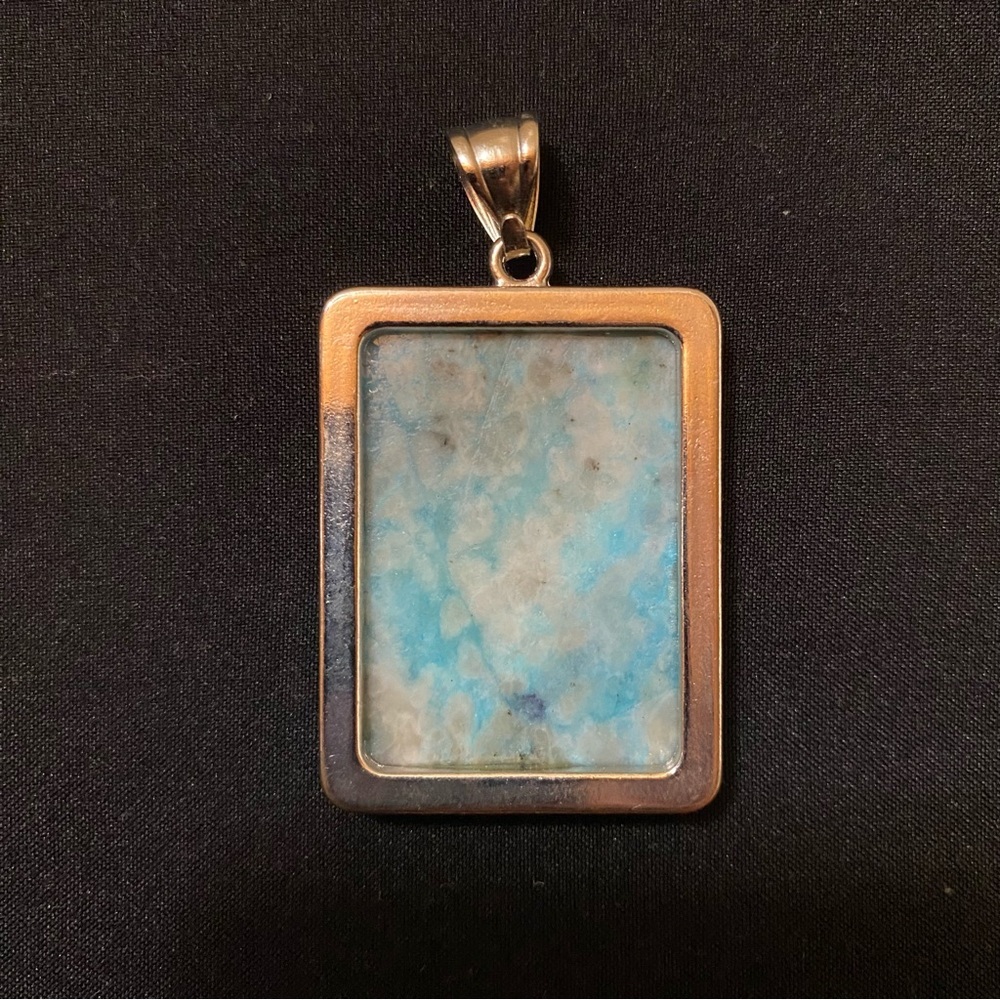 VGT Silver-Tone Turquoise Pendant - Picture 2 of 8